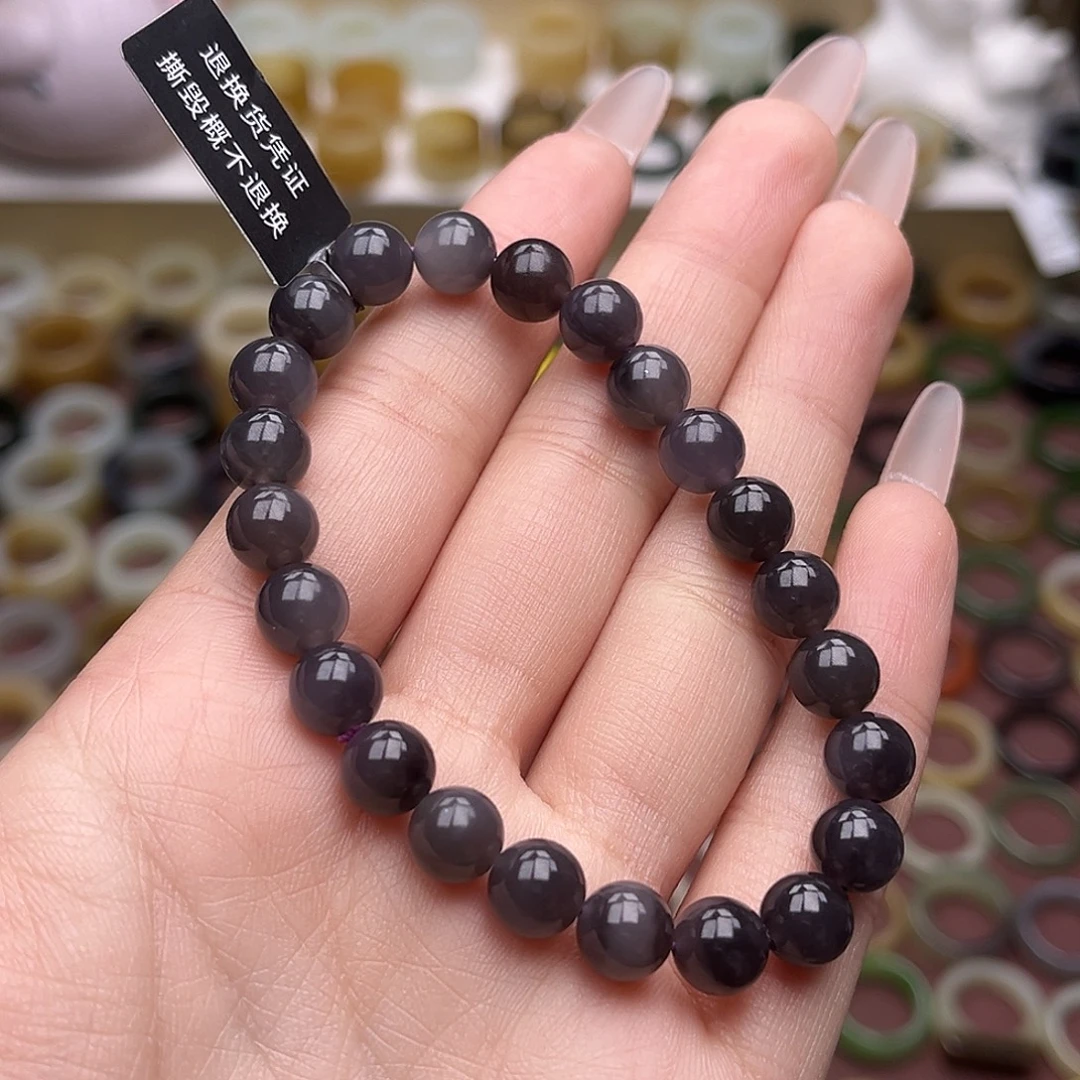 和田玉未镶嵌戒指卡8蓝莓紫