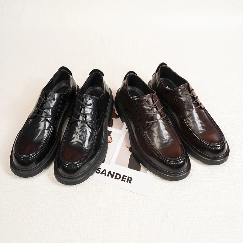 秋款德比鞋休闲皮鞋男一脚蹬商务皮鞋潮流系带商务单鞋25263