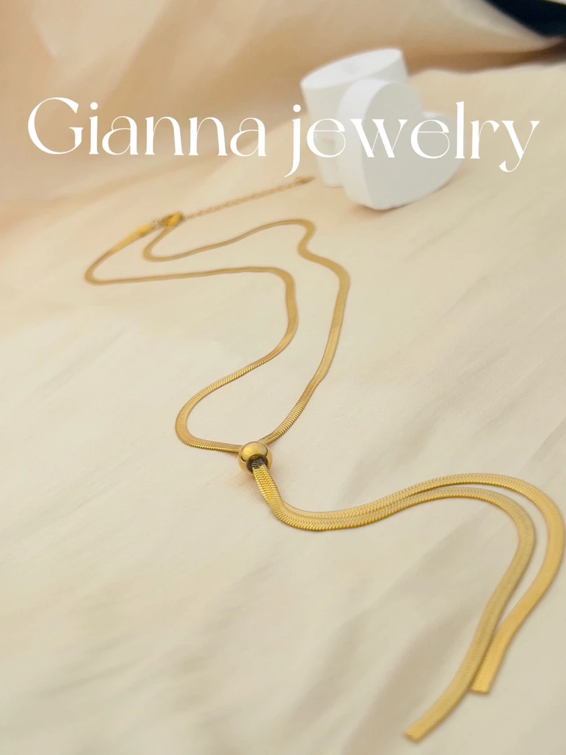 钛钢项链 钛钢项链086轻奢简约抽拉调节扁蛇骨长项链百搭毛衣链