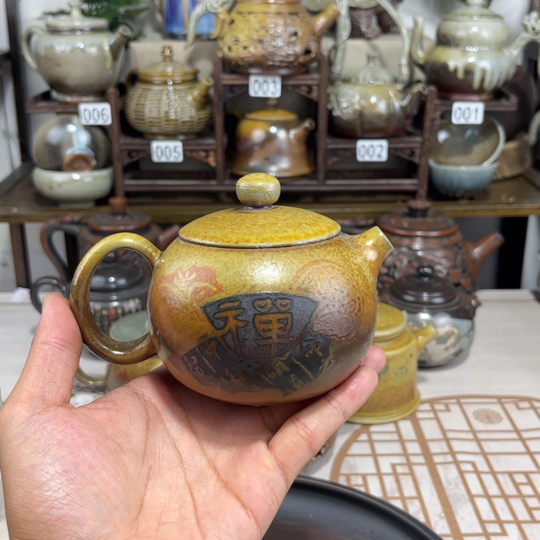 220cc白泥柴烧彩填西施，古法传承裸坯柴烧