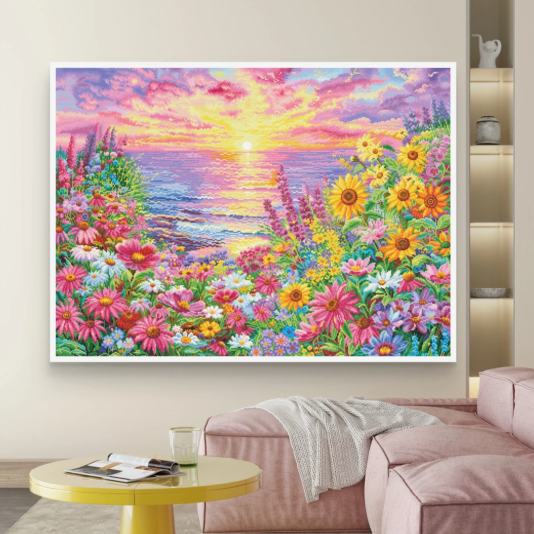 【鱼糯糯定制】爆款花海系列十字绣套件大格.朝阳花海.浪漫花海