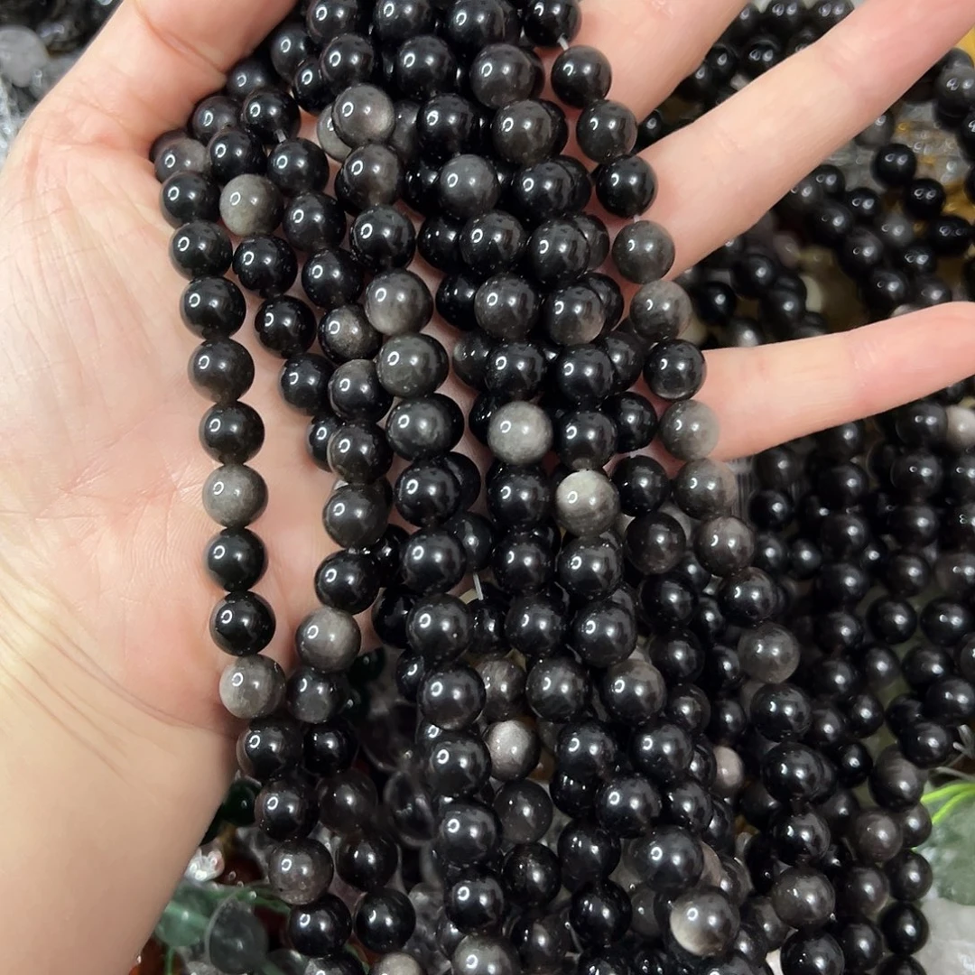 玛瑙/玉髓未镶嵌珠宝半成品，A级卡8银耀石一条