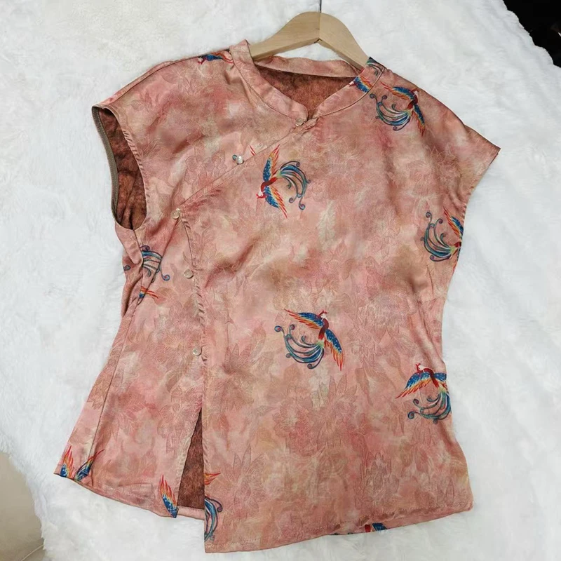 【607凤凰】小飞袖新中式小衫复古刺绣小个子上衣提花印花显瘦气质