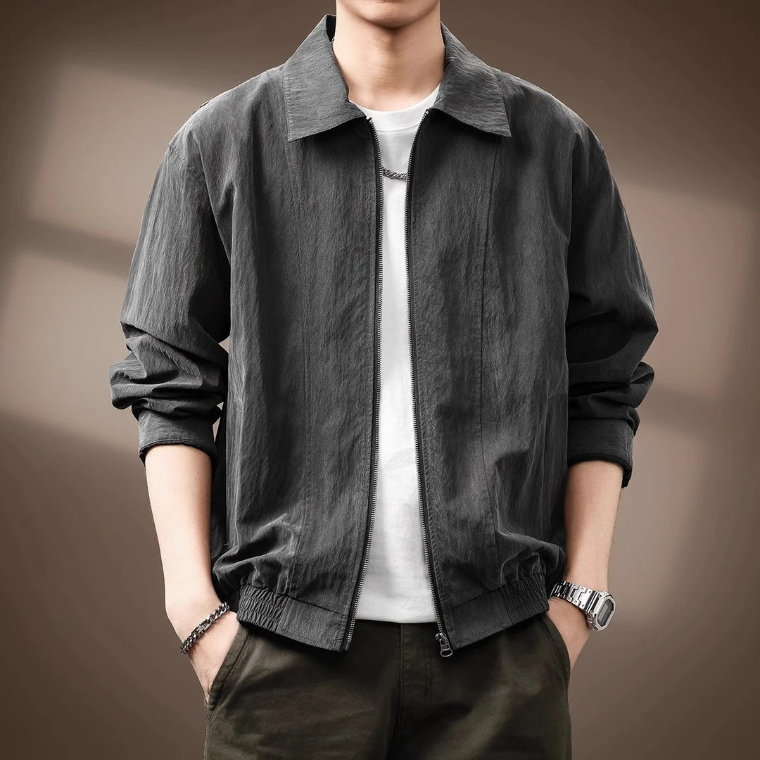 美式复古潮牌莱赛尔男士工装夹克春秋宽松复古简约行政夹克外套男