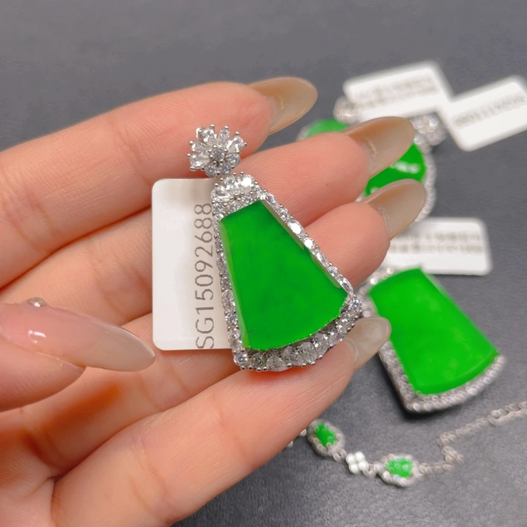 翡翠银S925镶嵌吊坠(不含链)