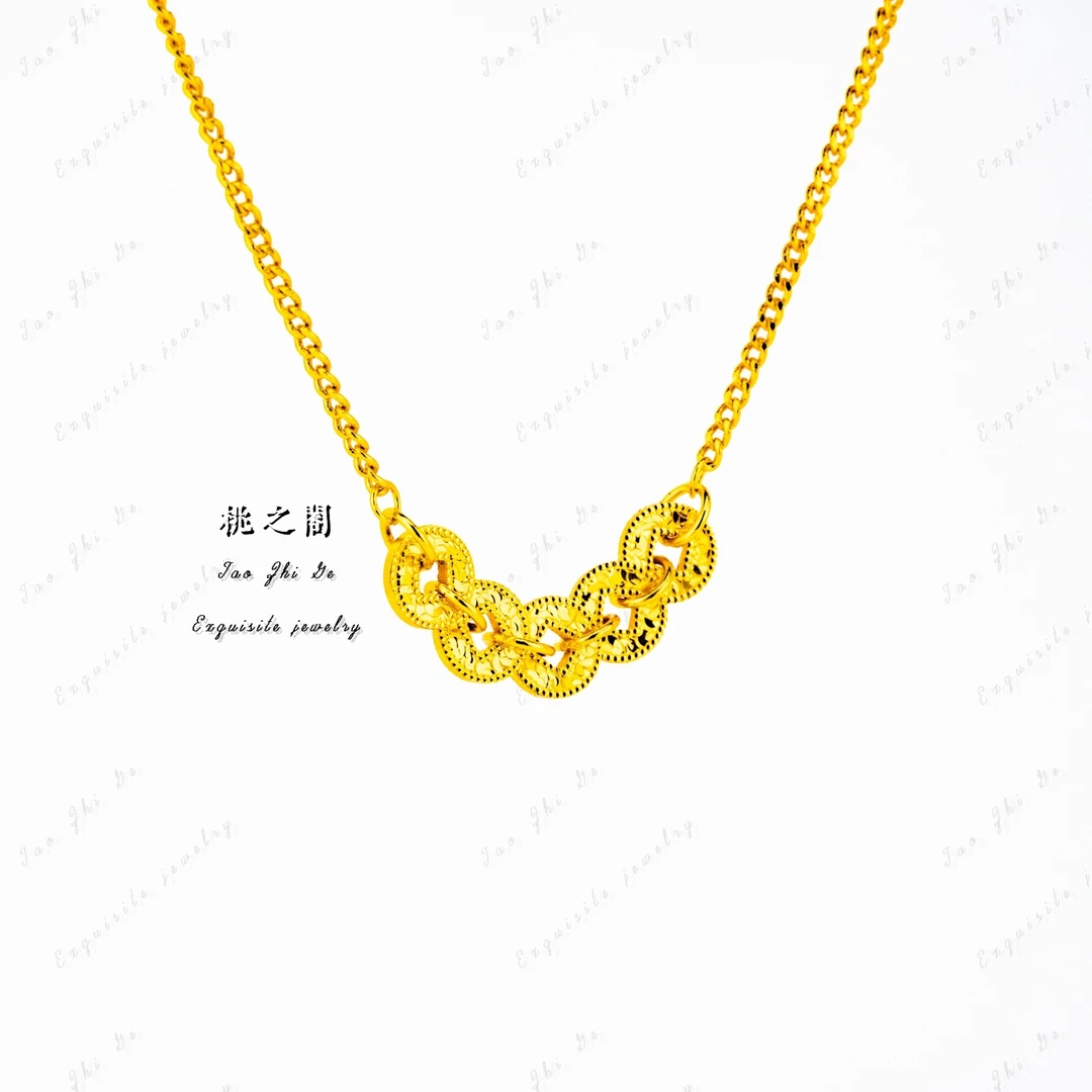 铜合金项链  碎碎冰五帝钱项链精致百搭轻奢时尚手工