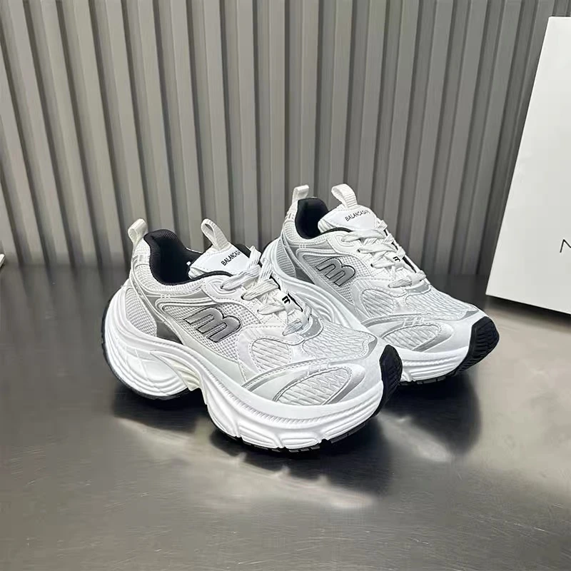 时尚网面老爹鞋2025春季新款拼色百搭ins厚底增高休闲鞋韩版2658