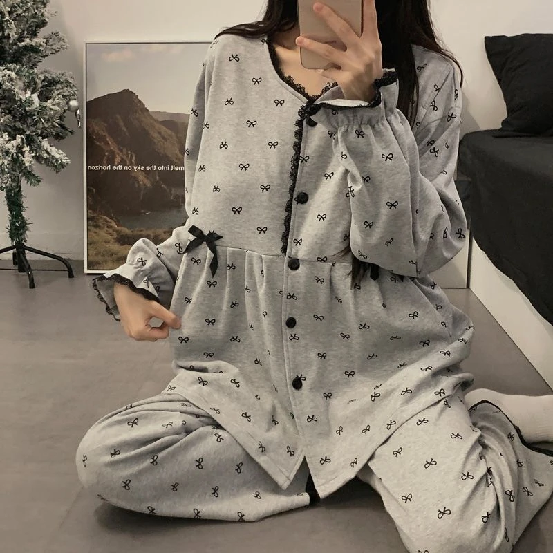 新款春秋冬季棉月子服产妇哺乳孕妇睡衣待产吸汗产后喂奶家居服