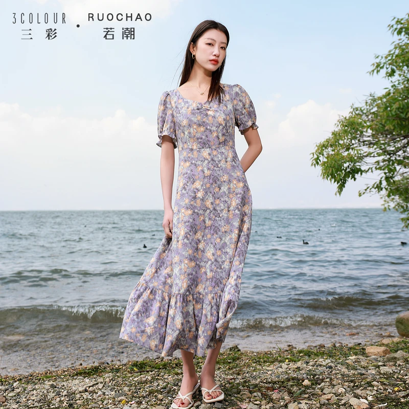 Y0168【云云专属】大码女装2025夏新款法式花边方领连衣裙收腰dbq