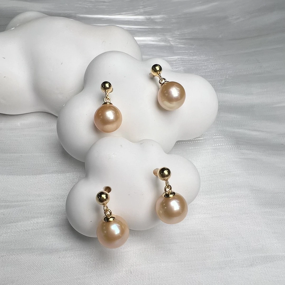 【北野珠宝】天然淡水珍珠耳钉B07H-792多样性发一9mm