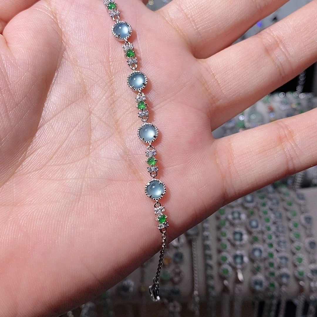 翡翠银S925镶嵌手链