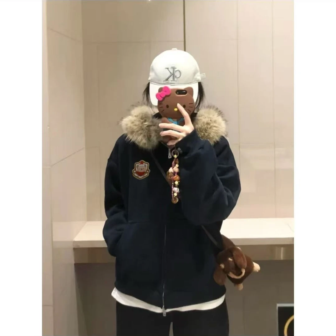 琳琳家慵懒风短外套女常规潮流宽松秋冬连帽