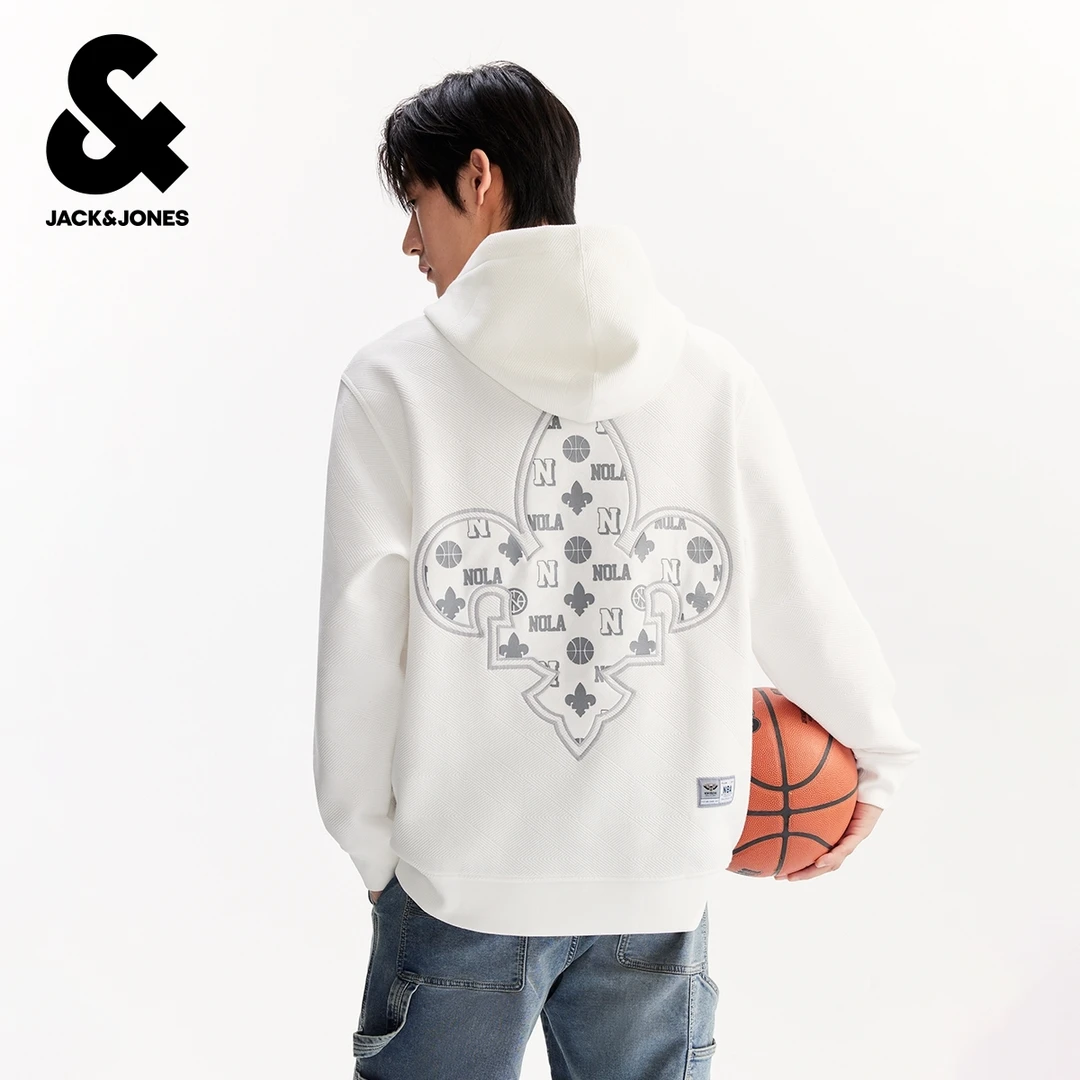 【NBA联名新奥尔良鹈鹕队】杰克琼斯男士连帽卫衣肌理感宽松潮男装
