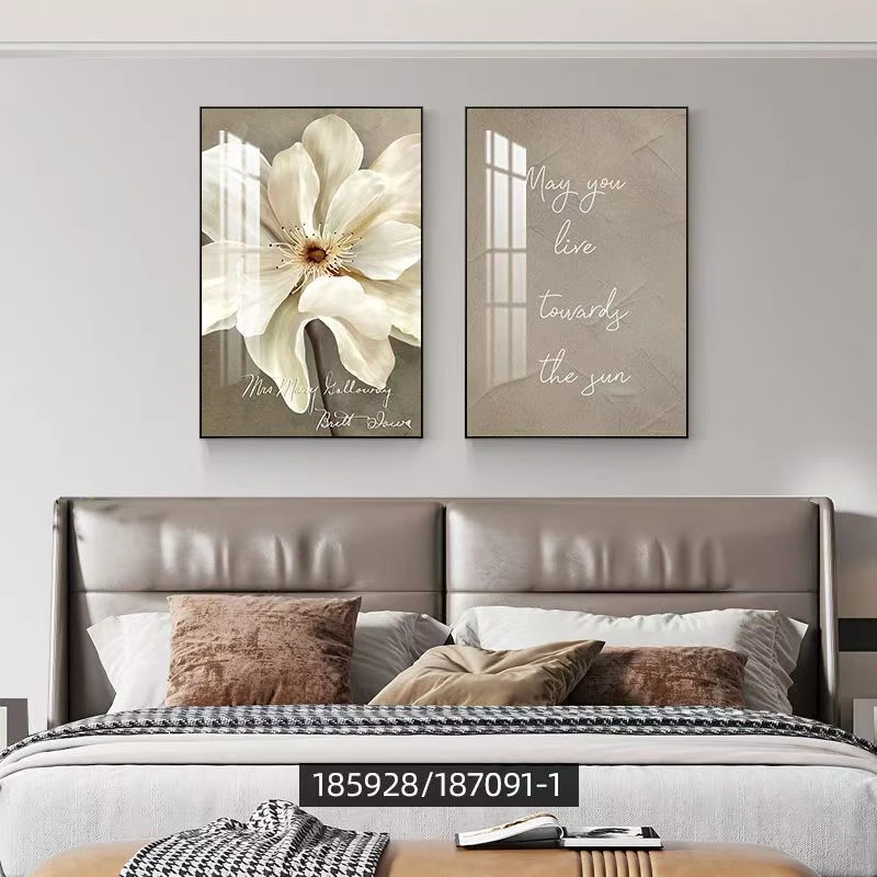 现代简约卧室床头装饰画奶油风餐厅背景墙挂画高级感客厅两联壁画