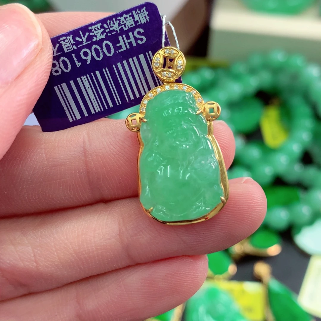 翡翠18K金镶嵌吊坠(不含链)