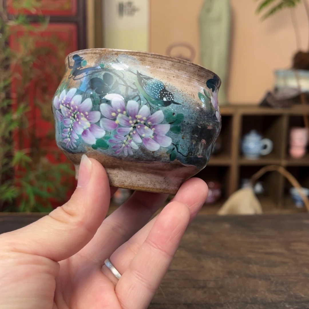 杯柴烧手工手绘陶瓷