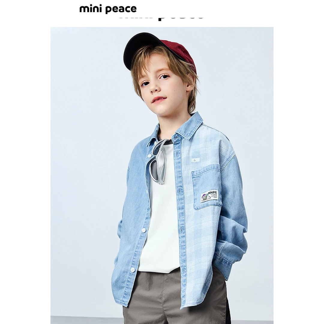 MINIPEACE太平鸟童装男童薄牛仔外套儿童长袖衬衫宝宝春装夹克新