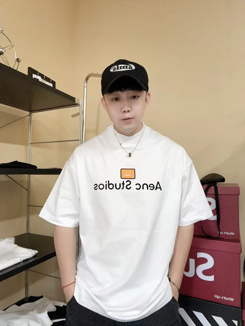 【涵涵】【笑脸黄标短袖】宽松克小领口时尚百搭情侣同款半袖