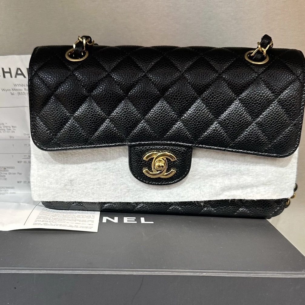 99新 Chanel/香奈儿 CF荔枝牛黑金小号 /23年全套 C124-8