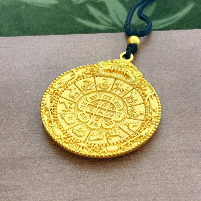 十二生肖九宫八卦牌编绳金色挂坠传承饰品编织项坠首饰