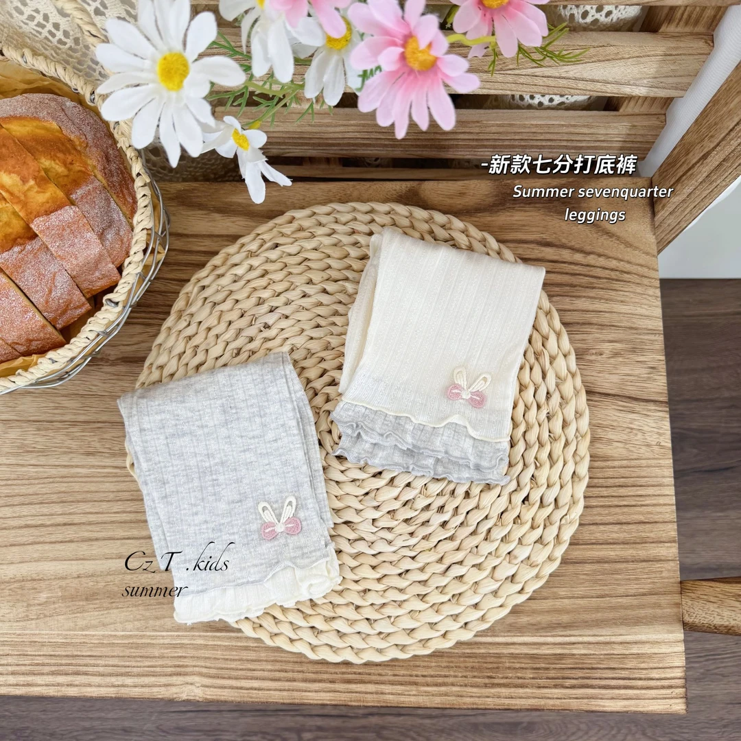 女童夏季薄款花边七分打底裤透气无骨儿童打底裤宝宝婴儿裤子