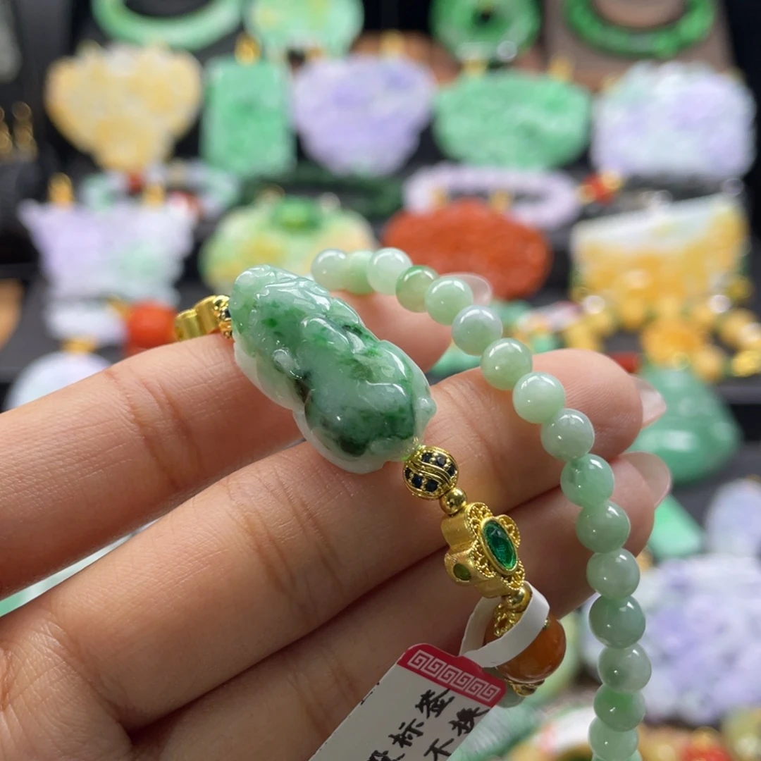 翡翠未镶嵌手链代编织