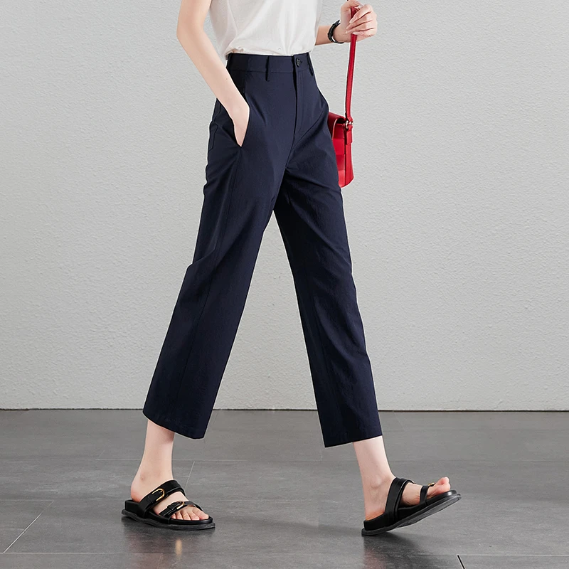 索菲丝尔【含醋酸】直筒裤薄款休闲裤子女2025夏季显瘦女裤521038