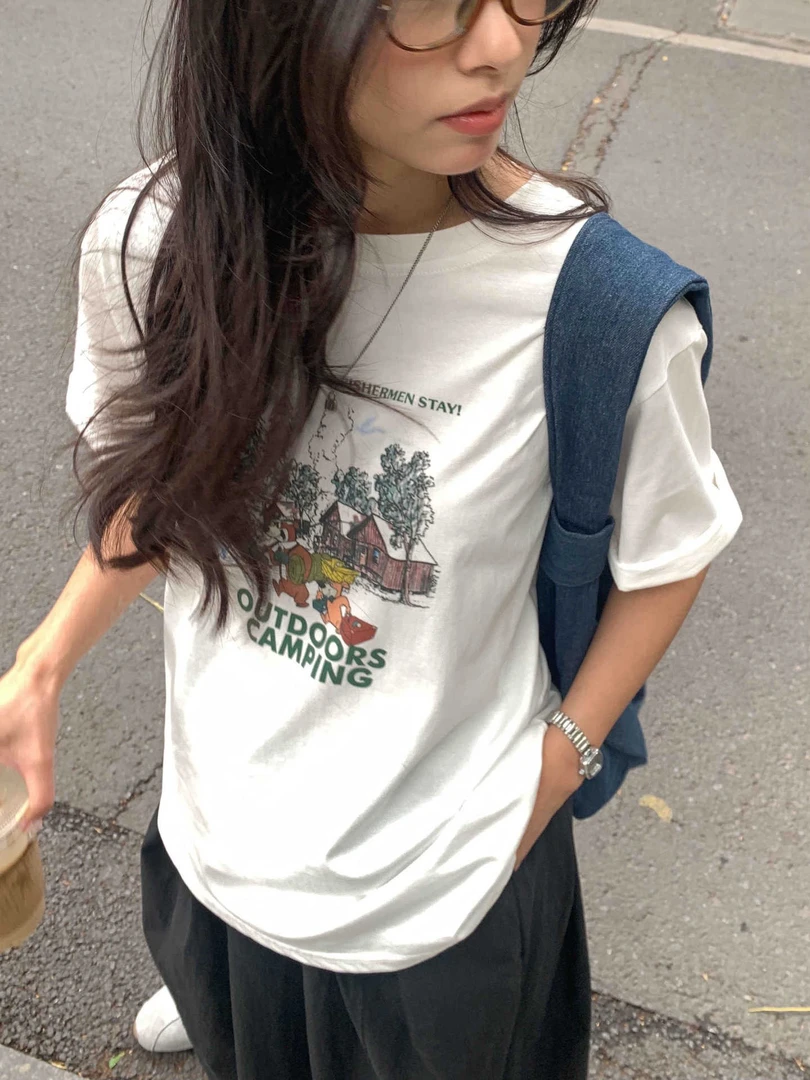 卡通印花宽松T恤女