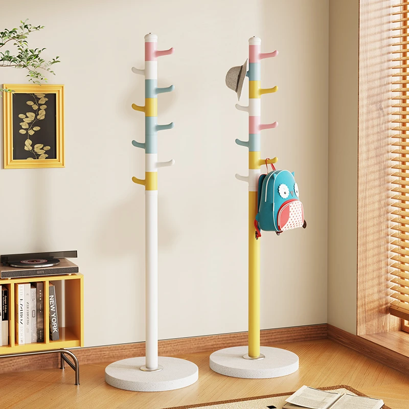 落地式家用马卡龙衣帽架日韩风可旋转收纳挂衣架可爱儿童衣服架子