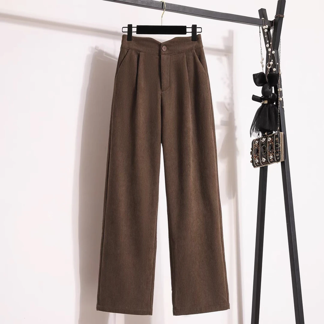 502【常规厚款】韩版时尚高腰阔腿休闲裤