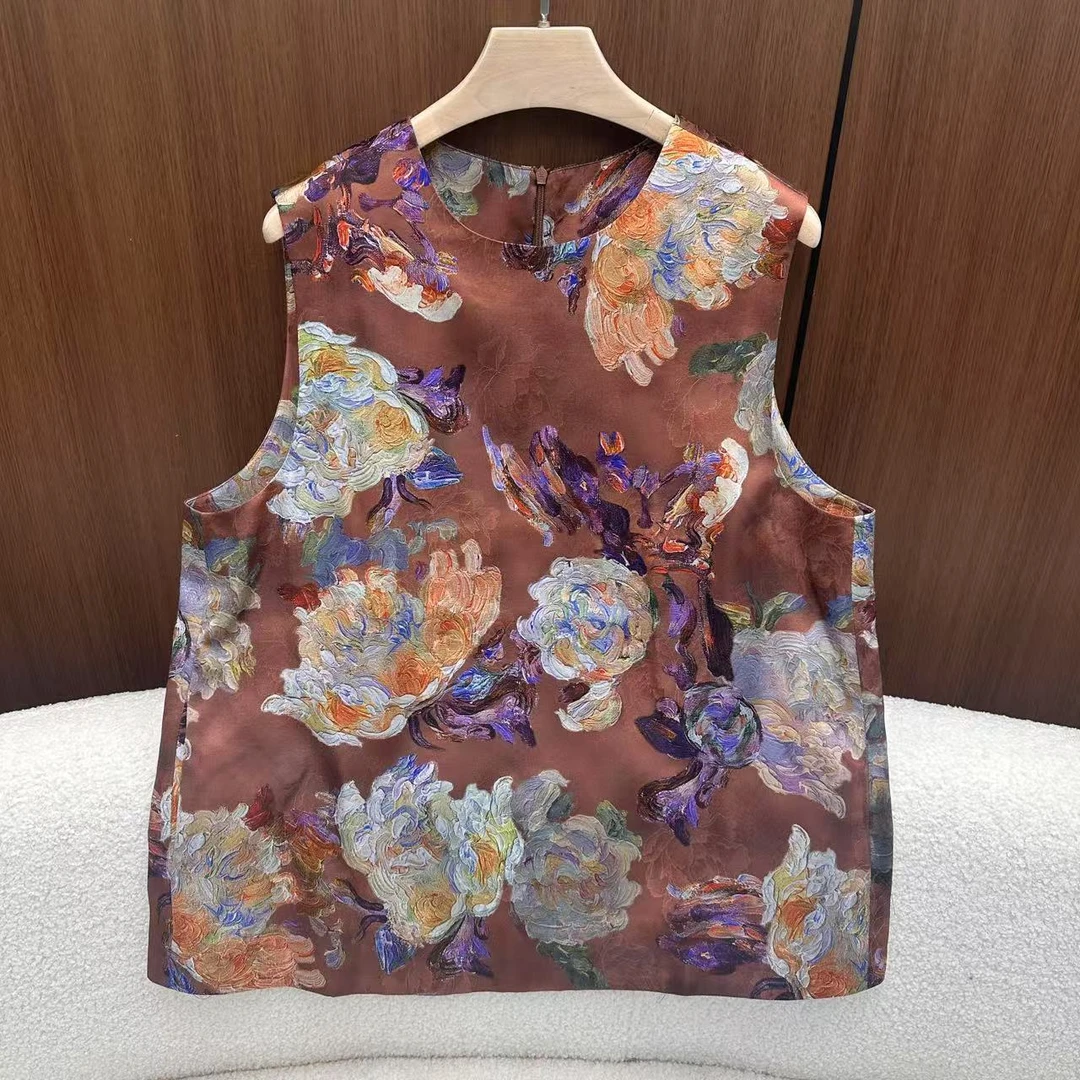 山.尔【禾陌】新中式重工提花花朵马甲