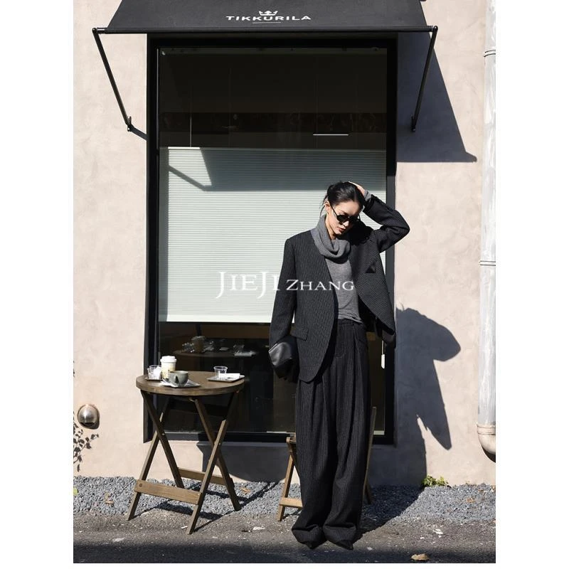 【JIEJI ZHANG】羊毛高级定制秋冬时尚百搭条纹套装351390/351392