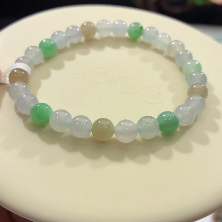 翡翠未镶嵌手链冰胶多彩卡6.8