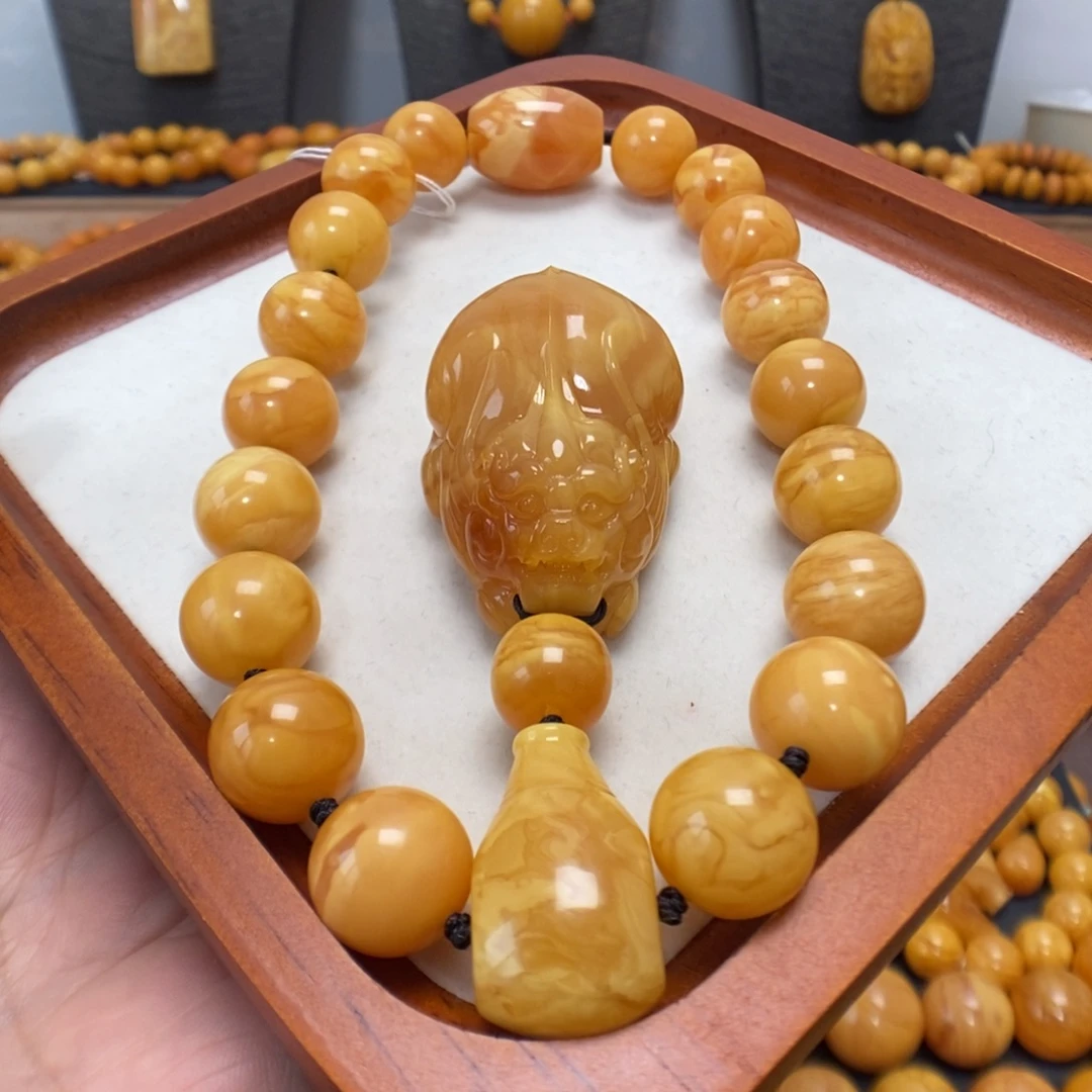 蜜蜡未镶嵌手链定制手持