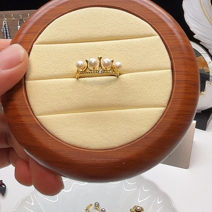 钛钢戒指淡水珍珠