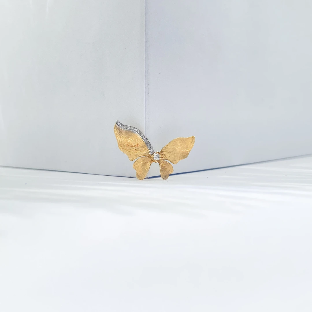 【涂涂高定珠宝】18k金钻石黄蝴蝶吊坠TG