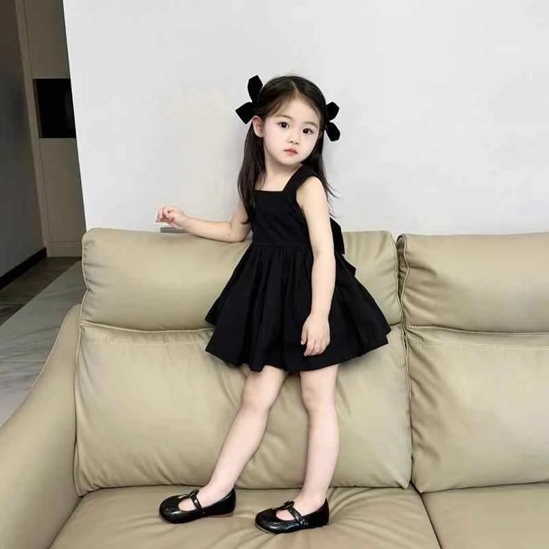 【女童连衣裙】小黑裙夏季2025新款儿童露背吊带宝宝连衣裙夏季科学