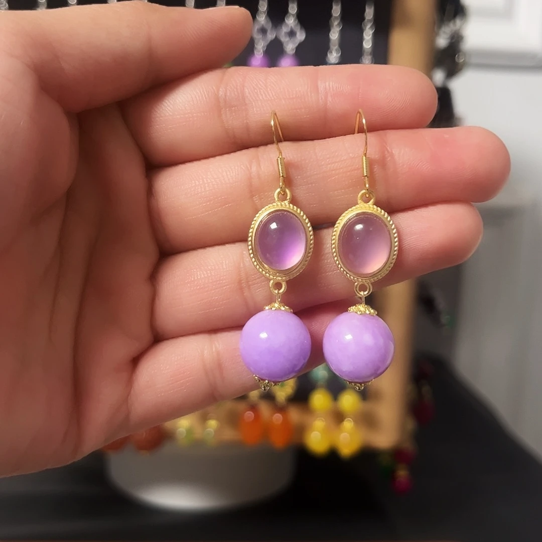 锆石纯铜925银耳饰