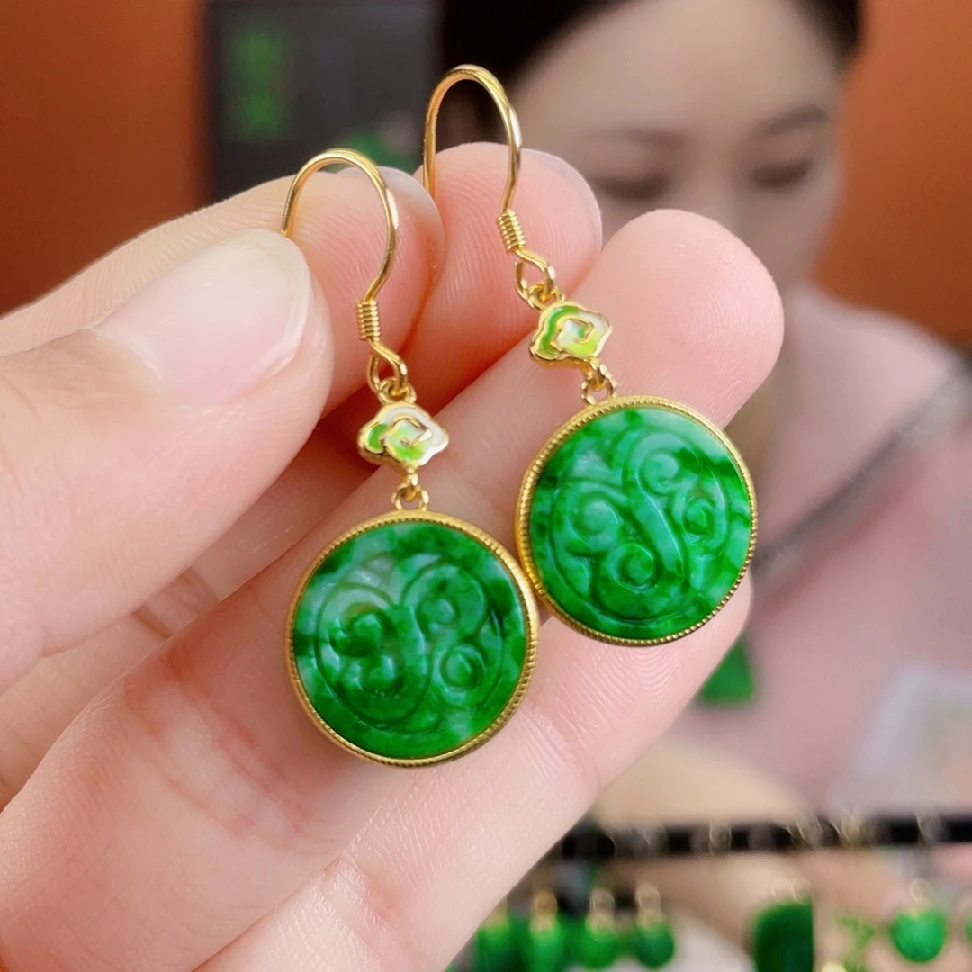 翡翠银S925镶嵌耳饰