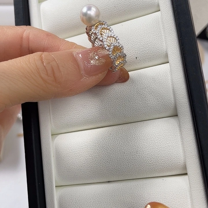 银S925镶嵌戒指海水珍珠