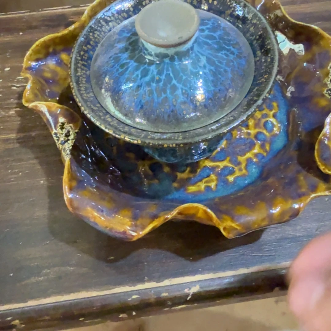 落***安茶盏建盏精品三有 盖碗茶盘