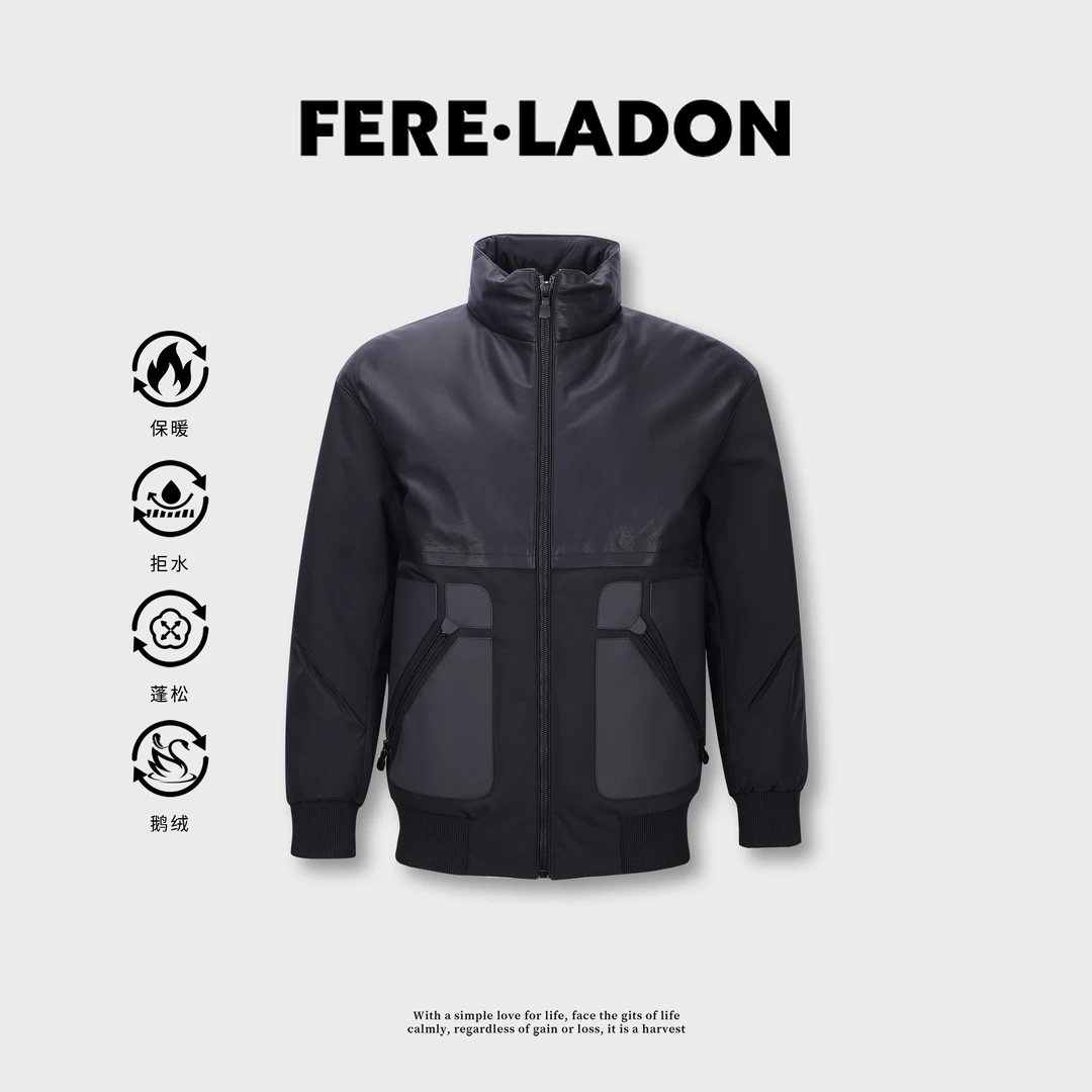 【原价1599/福利】男士鹅绒拼接胎牛皮冬季羽绒服-867650