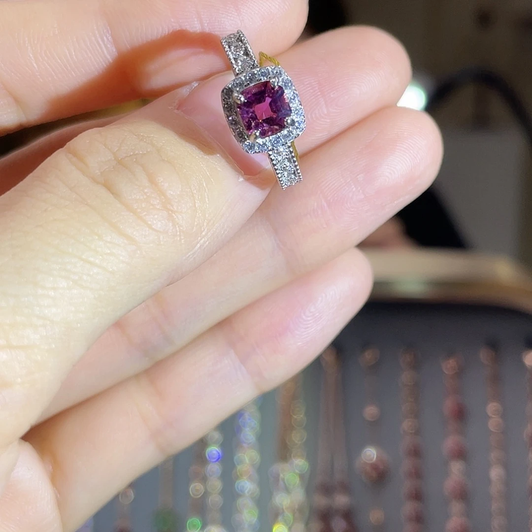 碧玺戒指银S925镶嵌