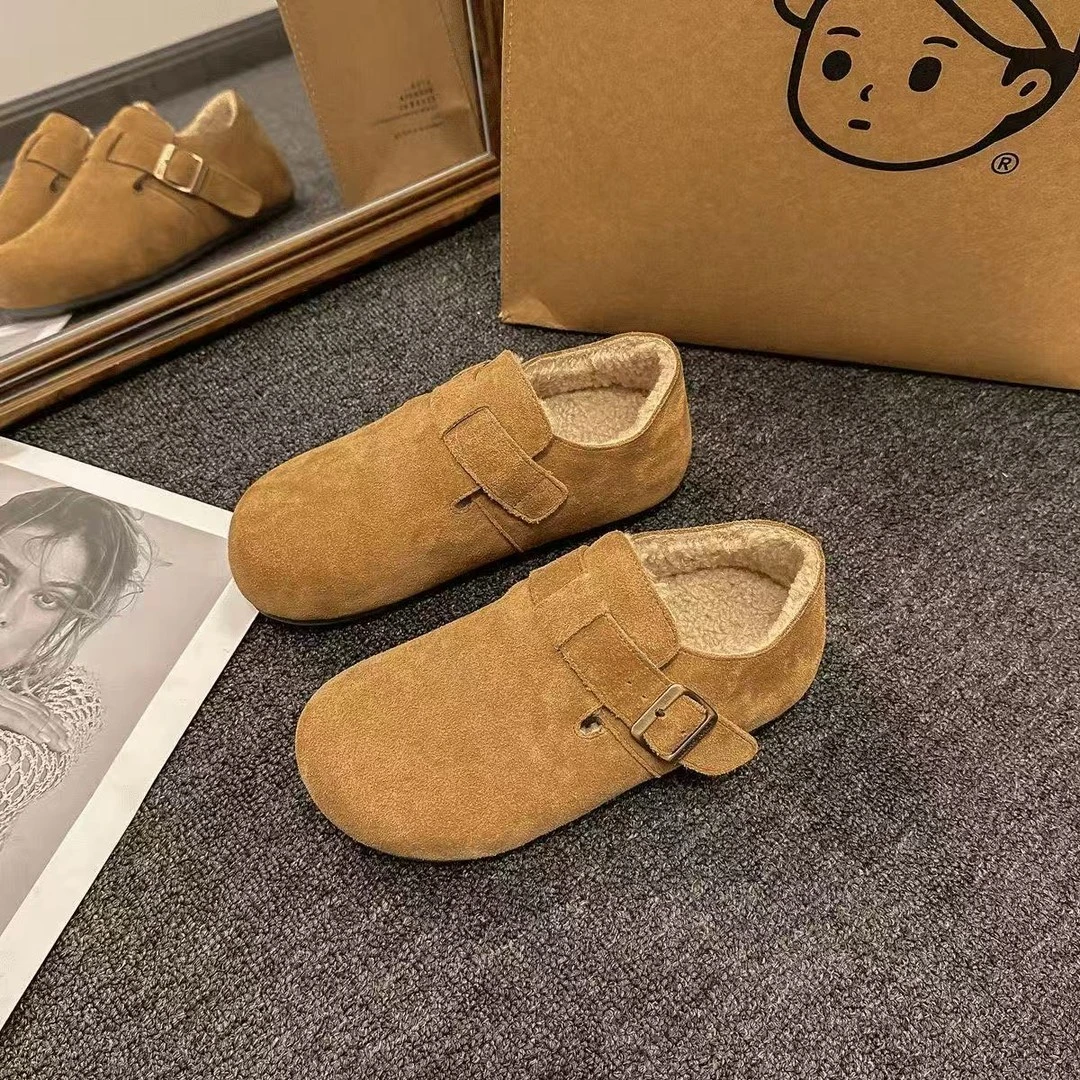 新款全包勃肯鞋内增高加绒毛毛2025秋冬保暖轻便勃肯鞋懒人鞋加厚