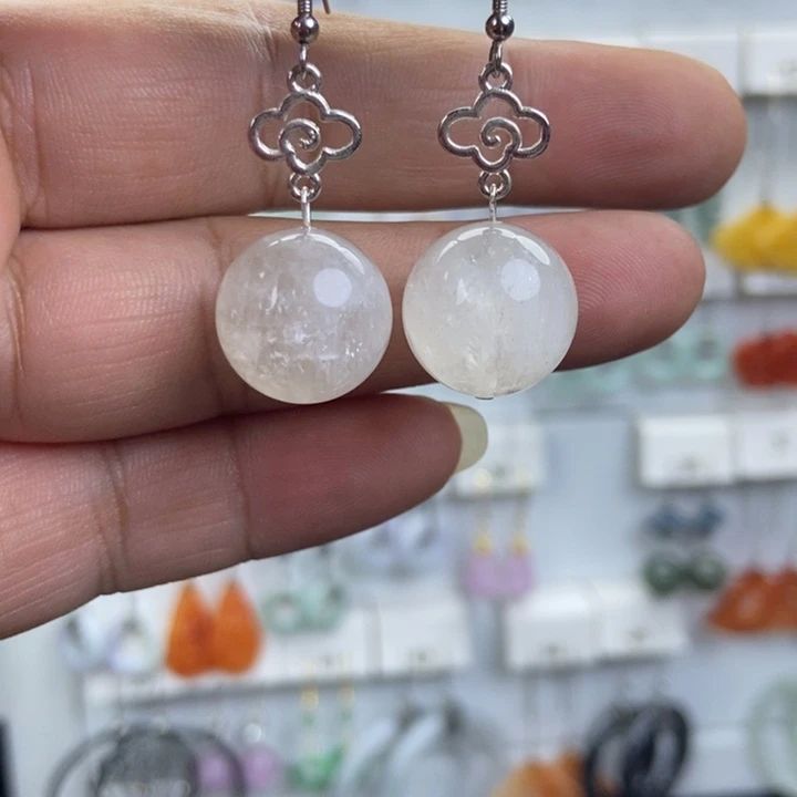 水晶耳饰银S925镶嵌品质珠宝