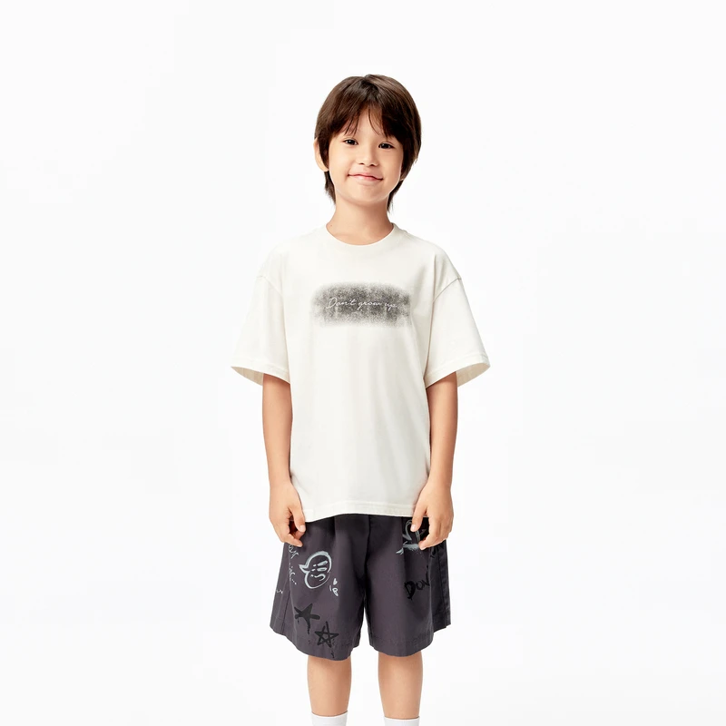 littlemoco童装25夏新款男女童棉质圆领短袖T恤亲子装#KBE2TEE009