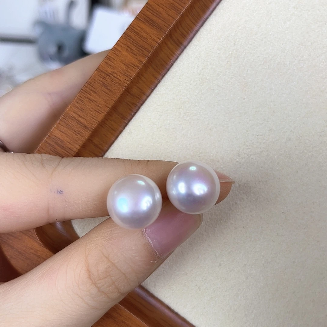 耳饰银S925镶嵌淡水珍珠