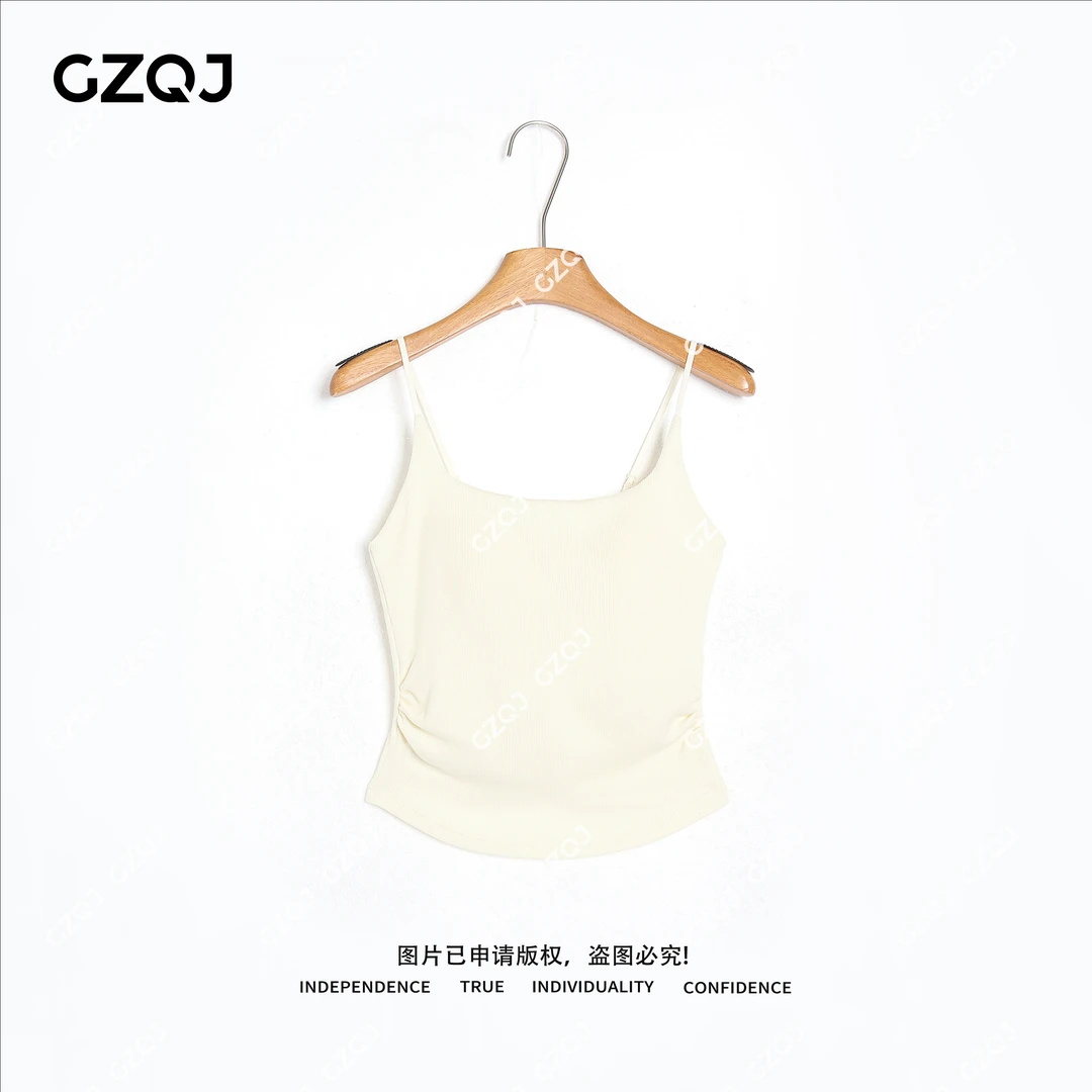 老琴私服  时尚百搭修身收腰吊带带胸垫罗纹背心女  5310