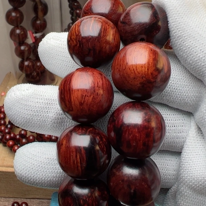 木木本海南红降花梨公1.8圆珠单圈瑕疵