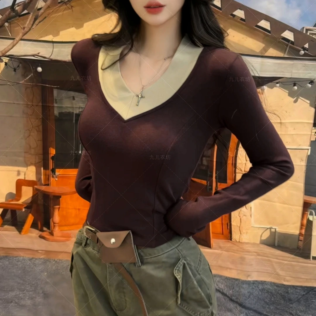 2025新款秋冬修身显瘦打底气质韩版设计感长袖百搭内搭T恤女